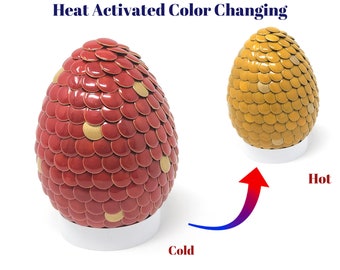 Red and Gold Fire Dragon Egg, Color Changing Egg 4" Phoenix