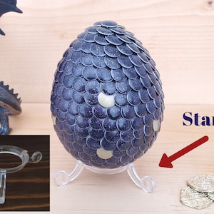 Gender Reveal Dragon Egg Magical Color Changing 4 Black to Blue or Pink Plastic Stand