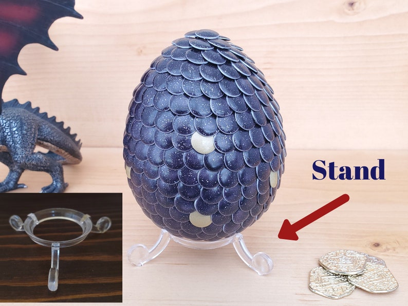 Gender Reveal Dragon Egg Magical Color Changing 4 Black to Blue or Pink Plastic Stand