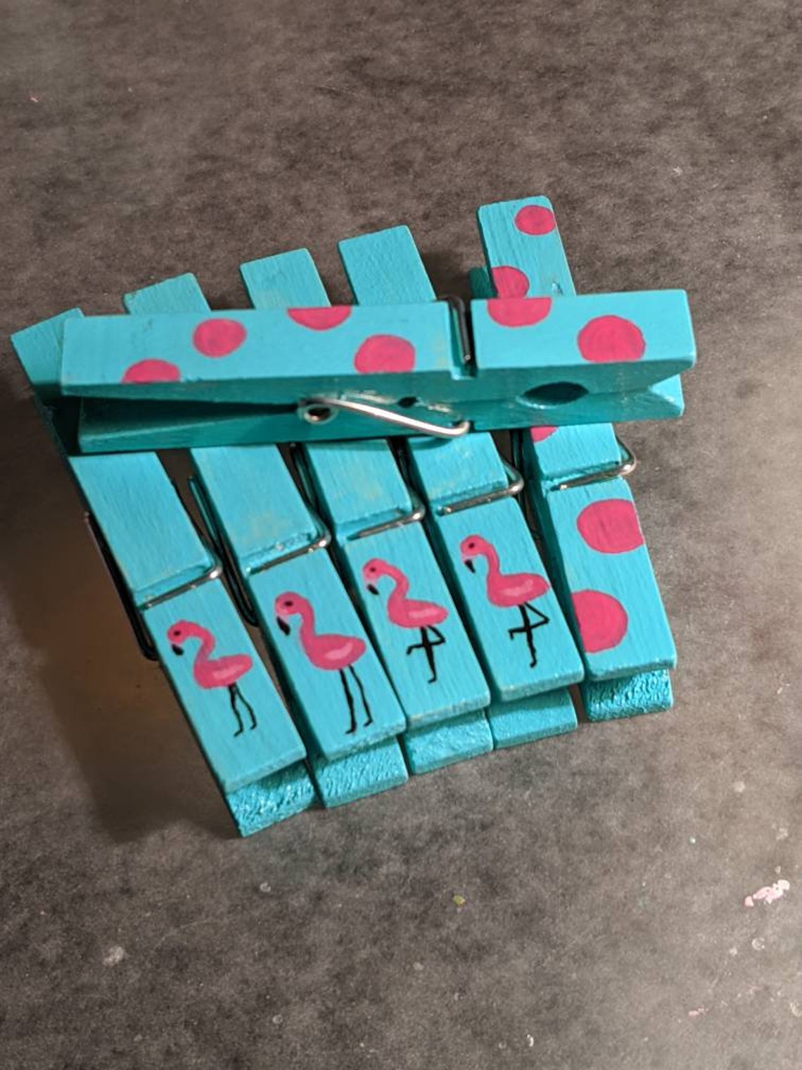 Hand Painted Clothes Pins Flamingo set Etsy