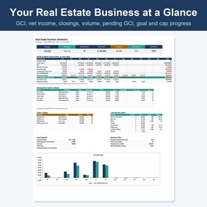 Real Estate Agent Commission Tracker, GCI & Business Plan (Excel, Google Sheets) image 2