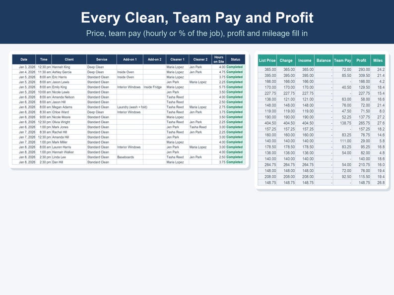 Cleaning Business Spreadsheet, Client, Job & Invoice Tracker (Excel, Google Sheets) 画像 5