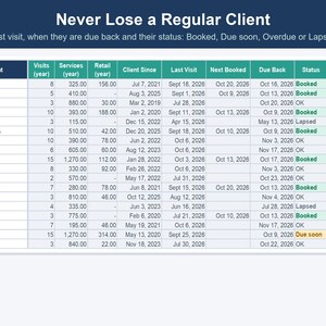 Salon Business Spreadsheet, Hair, Lash & Nail Client Tracker (Excel, Google Sheets) image 3