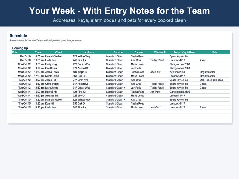 Cleaning Business Spreadsheet, Client, Job & Invoice Tracker (Excel, Google Sheets) 画像 8