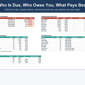 Cleaning Business Spreadsheet, Client, Job & Invoice Tracker (Excel, Google Sheets) 画像 9