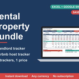 Spreadsheetpakket voor verhuurwoningen, inclusief tracker voor verhuurders en Airbnb-hosts (Excel, Google Sheets) afbeelding 1