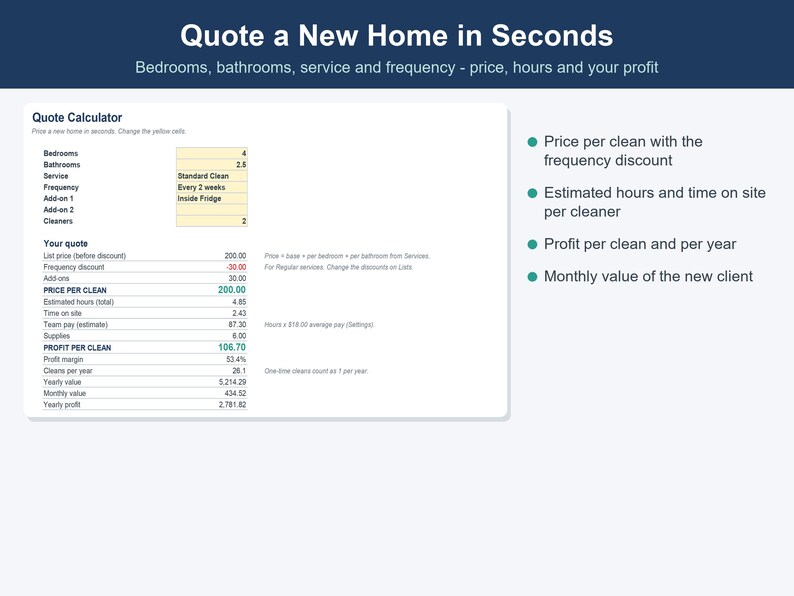 Cleaning Business Spreadsheet, Client, Job & Invoice Tracker (Excel, Google Sheets) 画像 6