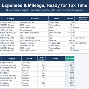 Real Estate Agent Commission Tracker, GCI & Business Plan (Excel, Google Sheets) image 9