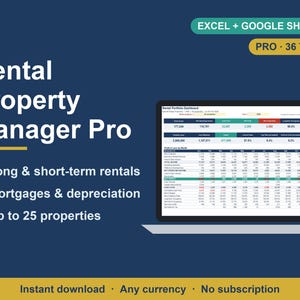 Rental Property Management Spreadsheet, Landlord & Airbnb Tracker (Excel, Google Sheets) image 1