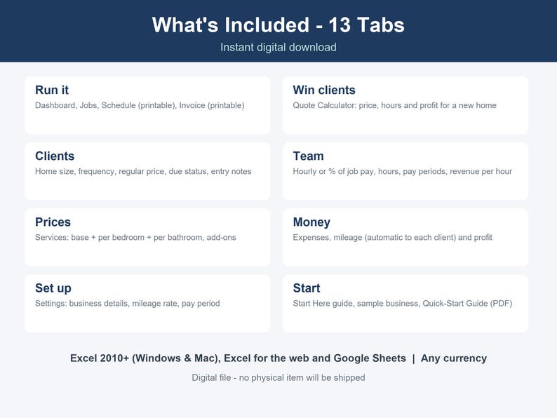 Cleaning Business Spreadsheet, Client, Job & Invoice Tracker (Excel, Google Sheets) 画像 10