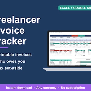 Freelancer Invoice Template, Income & Expense Tracker (Excel, Google Sheets) image 1