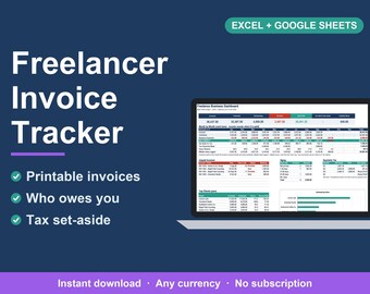 Freelancer Invoice Template, Income & Expense Tracker (Excel, Google Sheets)