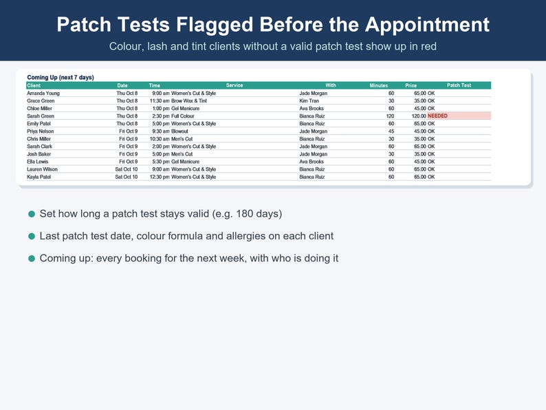 Salon Business Spreadsheet, Hair, Lash & Nail Client Tracker (Excel, Google Sheets) image 4
