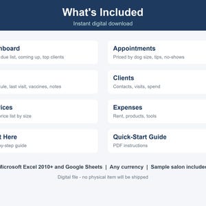 Dog Grooming Business Tracker, Client & Income Spreadsheet (Excel, Google Sheets) image 8