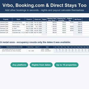 Airbnb-värdkalkylblad, hyresintäkts- och utgiftsspårare (Excel, Google Sheets) bild 6