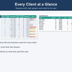 Personal Trainer Spreadsheet, Client Session & Progress Tracker (Excel, Google Sheets) image 6