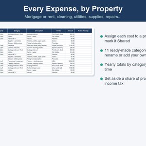 Airbnb-värdkalkylblad, hyresintäkts- och utgiftsspårare (Excel, Google Sheets) bild 7