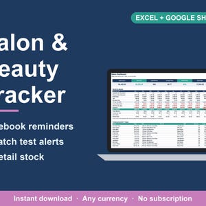 Salon Business Spreadsheet, Hair, Lash & Nail Client Tracker (Excel, Google Sheets) image 1