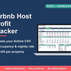 Airbnb-värdkalkylblad, hyresintäkts- och utgiftsspårare (Excel, Google Sheets) bild 1
