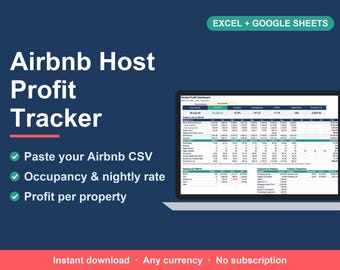 Airbnb Host Spreadsheet, Rental Income & Expense Tracker (Excel, Google Sheets)
