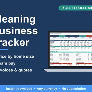 Cleaning Business Spreadsheet, Client, Job & Invoice Tracker (Excel, Google Sheets) 画像 1