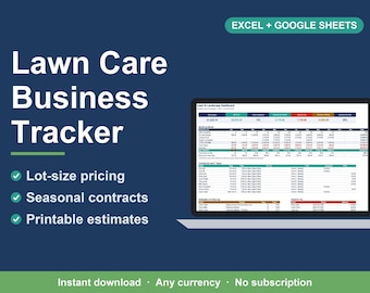 Lawn Care Business Tracker, Landscaping Estimates & Clients (Excel, Google Sheets)