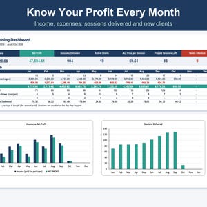 Personal Trainer Spreadsheet, Client Session & Progress Tracker (Excel, Google Sheets) image 3