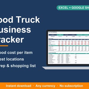 Food Truck Business Spreadsheet, Food Cost & Menu Pricing Calculator (Excel, Google Sheets) image 1
