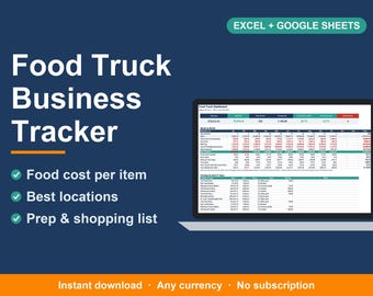 Food Truck Business Spreadsheet, Food Cost & Menu Pricing Calculator (Excel, Google Sheets)