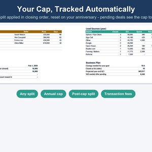 Real Estate Agent Commission Tracker, GCI & Business Plan (Excel, Google Sheets) image 4