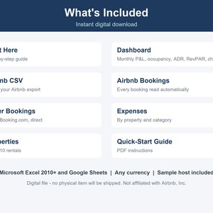 Airbnb-värdkalkylblad, hyresintäkts- och utgiftsspårare (Excel, Google Sheets) bild 8