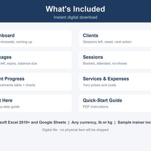 Personal Trainer Spreadsheet, Client Session & Progress Tracker (Excel, Google Sheets) image 8