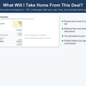 Real Estate Agent Commission Tracker, GCI & Business Plan (Excel, Google Sheets) image 5