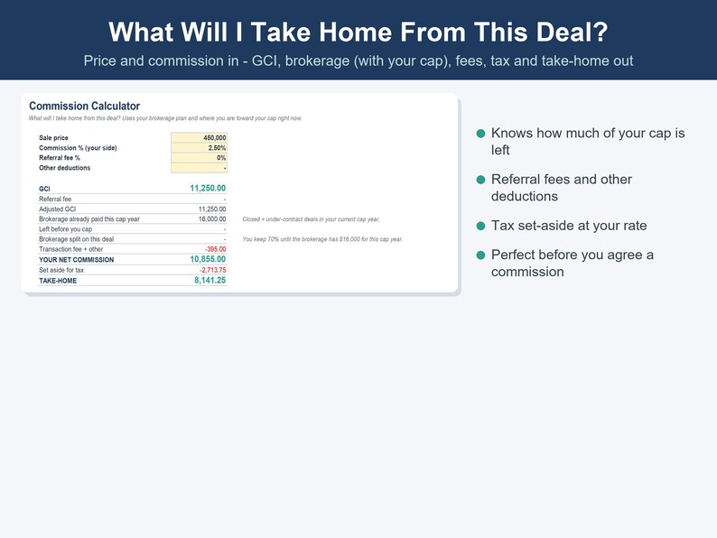Real Estate Agent Commission Tracker, GCI & Business Plan (Excel, Google Sheets) image 5