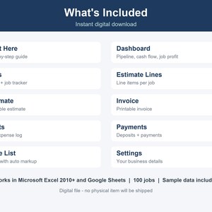 Contractor Estimate & Invoice Template, Job Costing Spreadsheet (Excel, Google Sheets) image 8