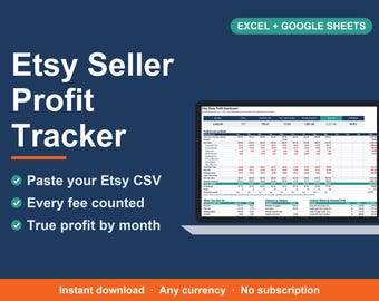 Etsy Seller Spreadsheet, Fees & Profit Tracker (Excel, Google Sheets)