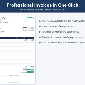 Freelancer Invoice Template, Income & Expense Tracker (Excel, Google Sheets) image 2