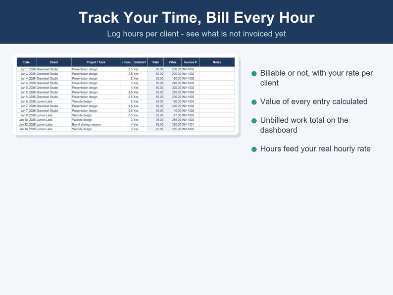 Freelancer Invoice Template, Income & Expense Tracker (Excel, Google Sheets) image 7