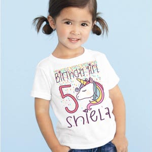 Unicorn Personalized Birthday T Shirt TEE Custom NAME AGE Cute Magic Gift D1 New