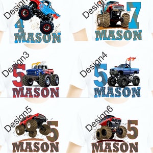 Birthday T Shirt Boys Youth Toddler  Personalized Monster Truck  Mud Digger With Name Age (GRP1)