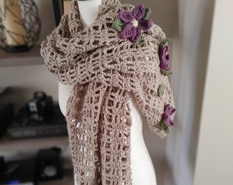 CROCHET PATTERN, Crochet Clematis Wrap Pattern, Clematis Trellis Shawl Pattern