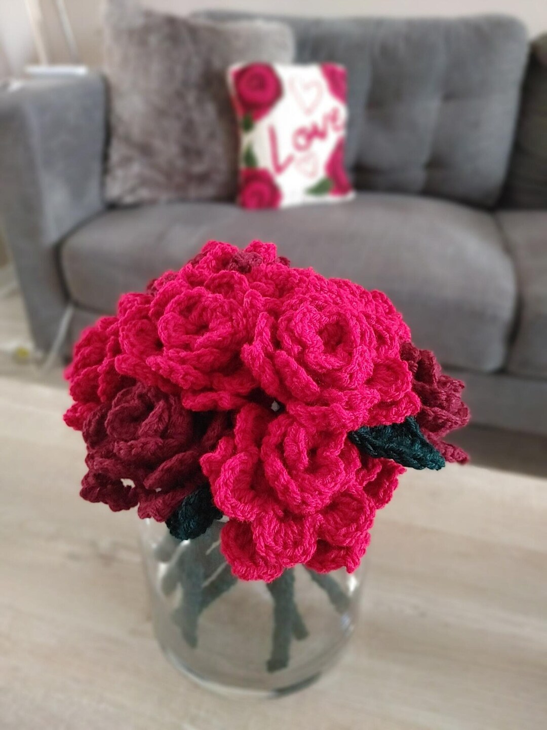 CROCHET ROSE PATTERN, Crochet Rose Bouquet , Crochet Rose Pattern