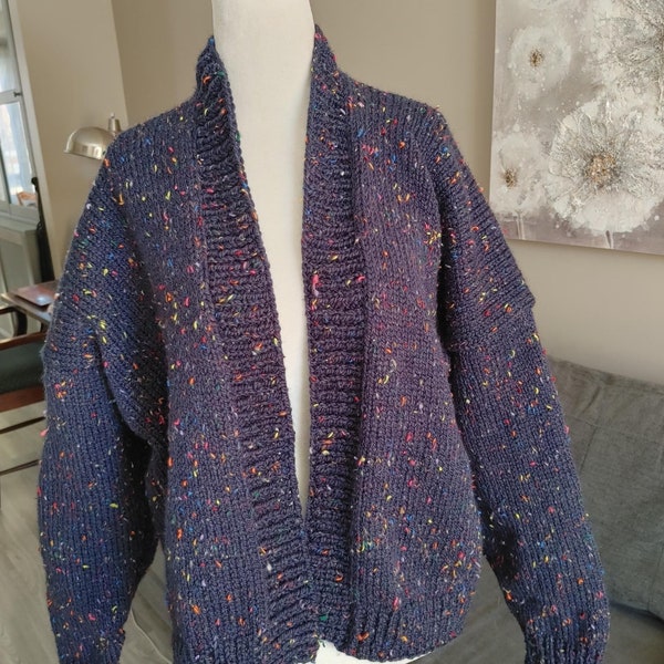 KNIT CARDIGAN PATTERN, Easy Knit Cardigan, Knit Sweater, Standard & Plus Size, Beginner, Easy Knitting