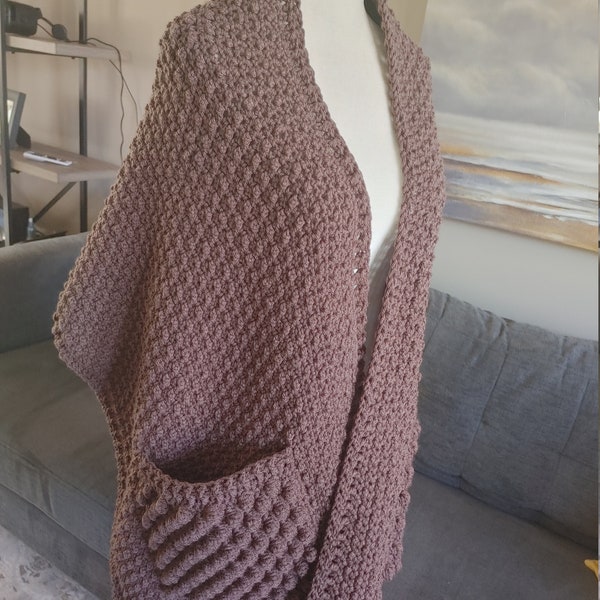 EASY CROCHET SHAWL Pattern, châle au crochet boho, wrap au crochet avec poches, modèles au crochet pour femmes, modèle au crochet facile, pdf