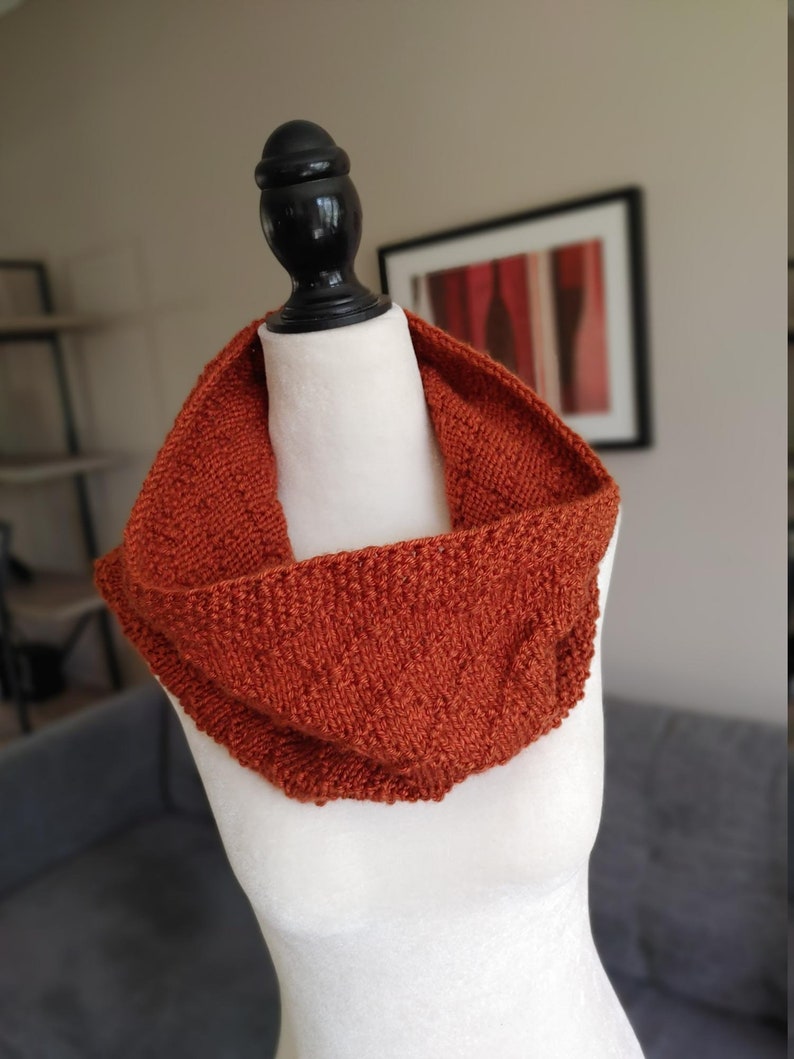 KNIT COWL PATTERN, Knit Perfect Diamond Cowl Pattern, Cowl Pattern, Fall Knit Cowl Pattern, Autumn Knit Cowl Pattern, Instant pdf download image 2