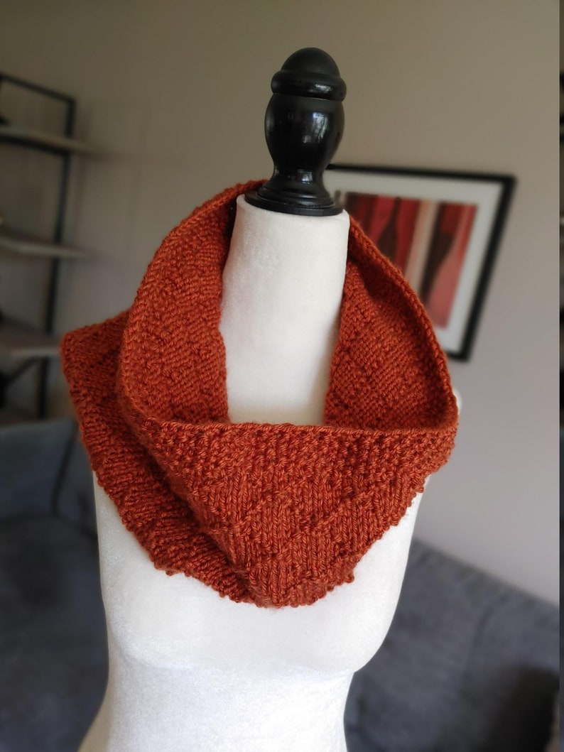 KNIT COWL PATTERN, Knit Perfect Diamond Cowl Pattern, Cowl Pattern, Fall Knit Cowl Pattern, Autumn Knit Cowl Pattern, Instant pdf download image 6