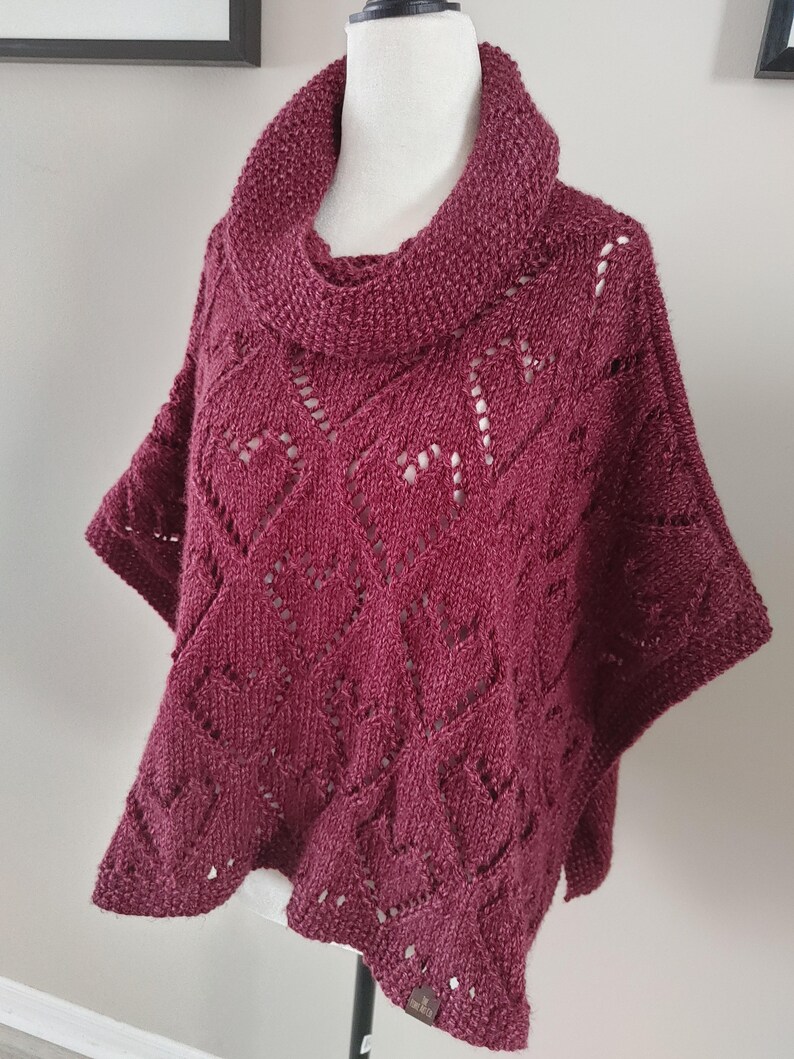 Knit Poncho Pattern Heart Knit Poncho Pattern Poncho Style Etsy