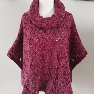 Heart Knit Poncho Pattern: Cowl Neck Sweater (PDF Pattern)