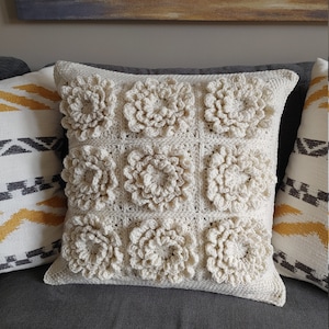 Belle Fleur Crochet Pillow Cover Pattern: Boho Granny Square (PDF Download)