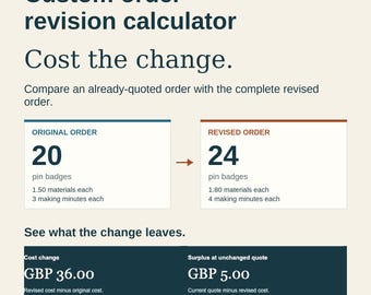Custom Order Revision Calculator for Makers | Order Options Browser Tool